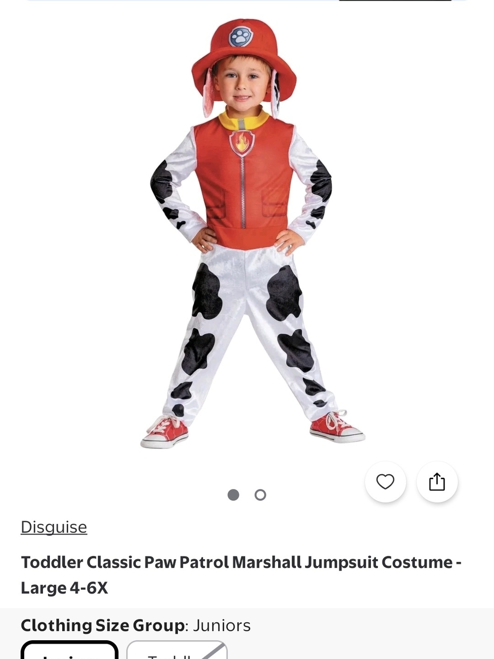 PAW Patrol Marshall Toddler Jumpsuit Costume - Red & White